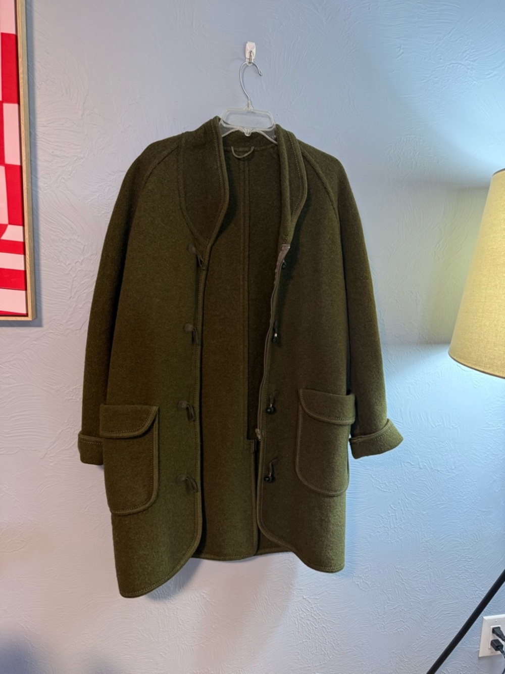 Vintage Olive Green Wool Toggle Coat